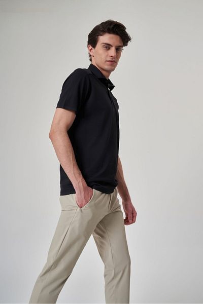 Exuma Men's Black Polo Neck T-Shirt 1412034
