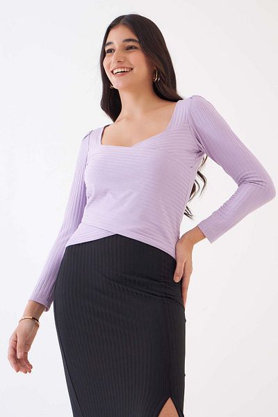 Salt Attire Sweetheart Neck Stylish Women's Top Elegant Versatile & Comfortable Casual Wear