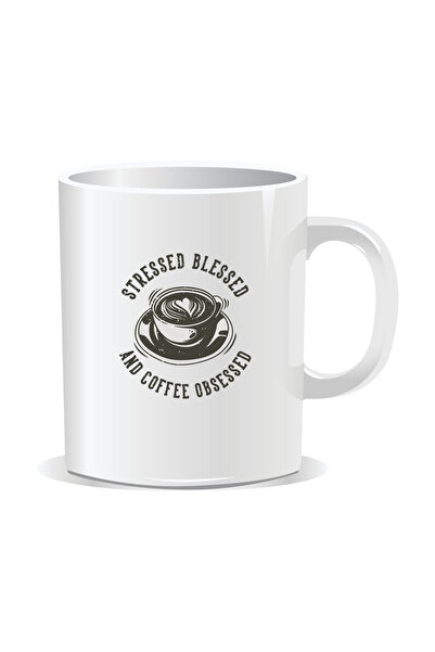 OEM Cana de cafea alba personalizata, Stress, Blessed si Coffee obseded, cera...