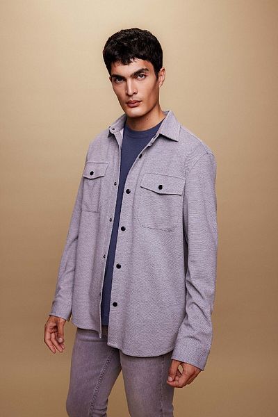 DeFacto Langärmliger Hemdmantel mit Polokragen, All-Round-Stretch-Tasche A6831ax23au