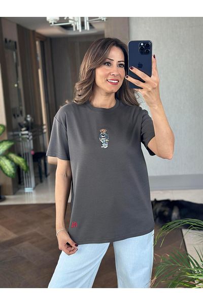 Forlady4 Γυναικείο T-Shirt Anthracite Teddy Bear RL Model Crew Neck