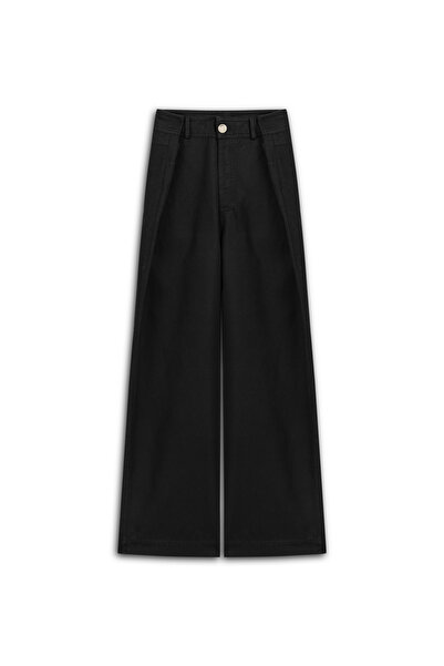 Nocturne Women's Notch Collar Sleeveless Waist Pleat Detailed Black Trousers N25Yn3371-Black