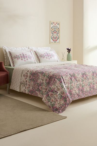 Karaca Home Set cuvertură dublă Arney 100% bumbac roz