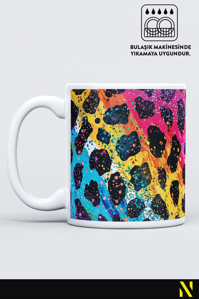 nilizma Leopard Patterned Colorful Mug – 330 ml Mug |   Stylish and Durable Design