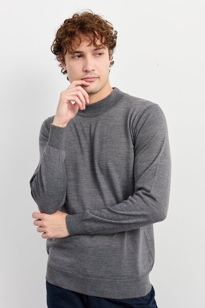 Desen Triko Men's Basic Knitwear-Fuze Carpet Thin Sweater Smoked