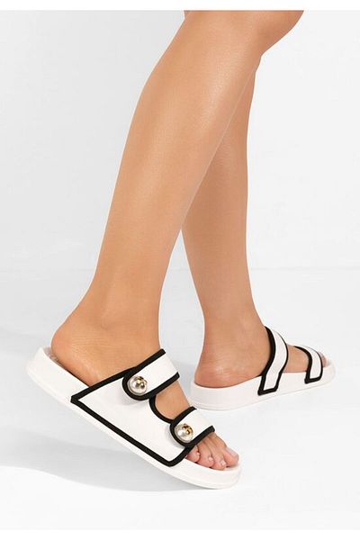 B T Shoes Papuci fara toc Stephny albi