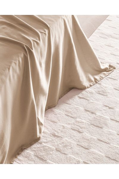 Madame Coco Beige Satin Bed Sheet - Single 100% Cotton - Rubber?