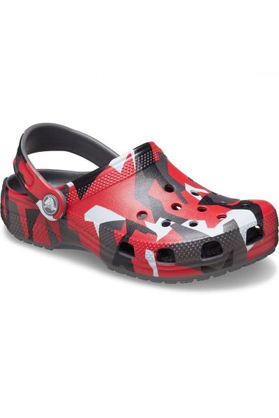 Crocs 211171 Класически Гео Камуфлажни Сабо K Червени Детски Чехли