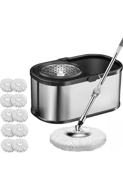 OEM Set Arvada MagicClean galeata mop cu centrifuga si rotatie 360 ​​de grade din inox inoxidabil