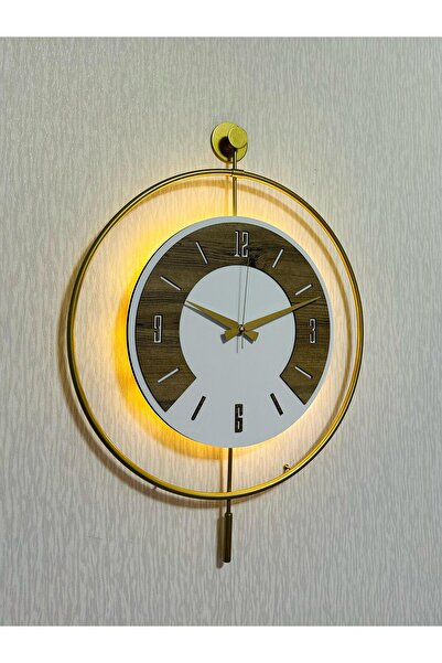 Pey Aksesuar Metal Ahşap Ve Işığın Muhteşem Uyumu Duvar Saati dekoratif