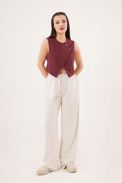 Hipo Trend Double Button Cross Model Claret Red Vest