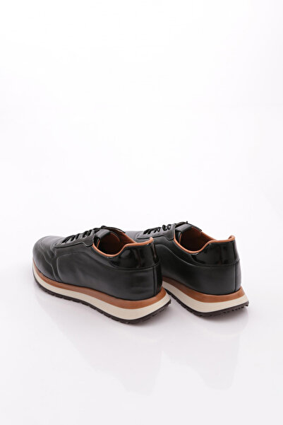 DGN Erkek Sneakers Ayakkabı Hakiki Deri Siyah Rugan 91131081