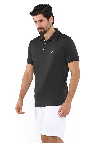 Nautica Men's Cotton Blend Black Polo T-Shirt – Classic Essential for Casual Look