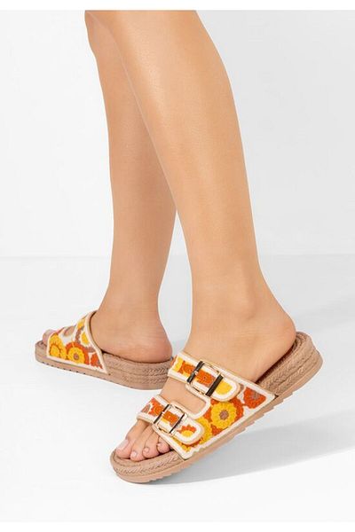 B T Shoes Karlyna orange flat slippers