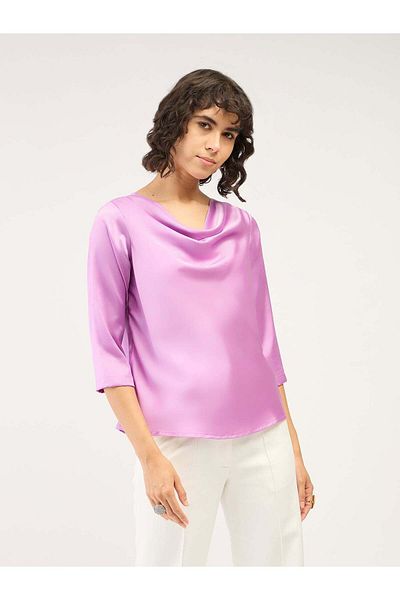 Salt Attire Cowl Collar Stylish Women's Top Elegant Versatile & Comfortable Casual Wear