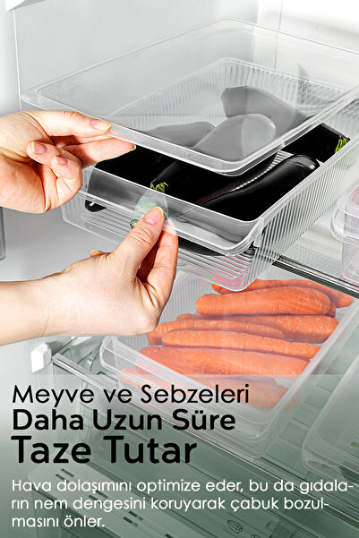 Meleni Home 6 Pieces Storage Container with Lid - Organizer Organizer Fruit Vegetable Food Container Storage Box 4 Liters