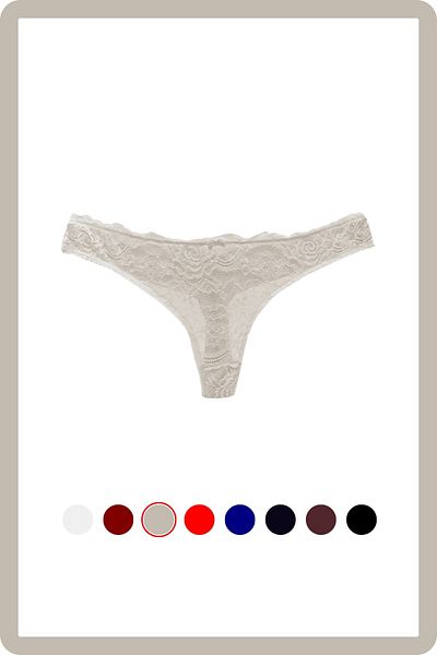MİSTİRİK Flexible and Soft Patterned Masara Model Half Lace String Panties - Ecru Color