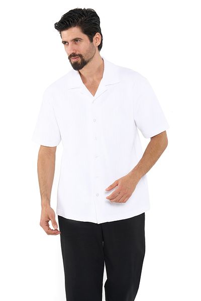 Nautica Men's White Short Sleeve Button-Up Shirt – Cotton Classic Breathable Wear All-Day Fit