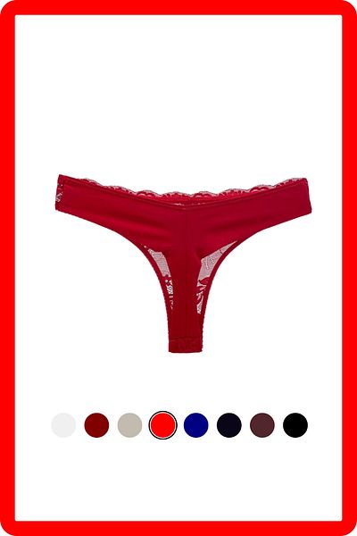 MİSTİRİK Flexible and Soft Patterned Table Model Red Panty with Half Lace