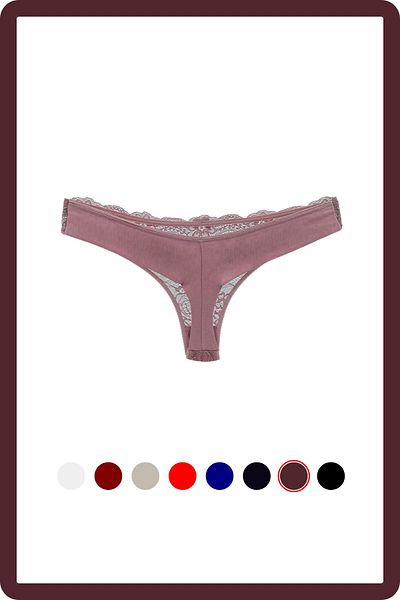 MİSTİRİK Flexible and Soft Patterned Table Model Half Lace Pastel Pink Panties