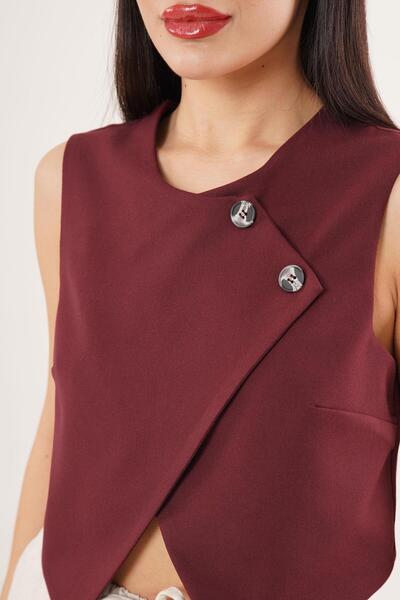 Hipo Trend Double Button Cross Model Claret Red Vest