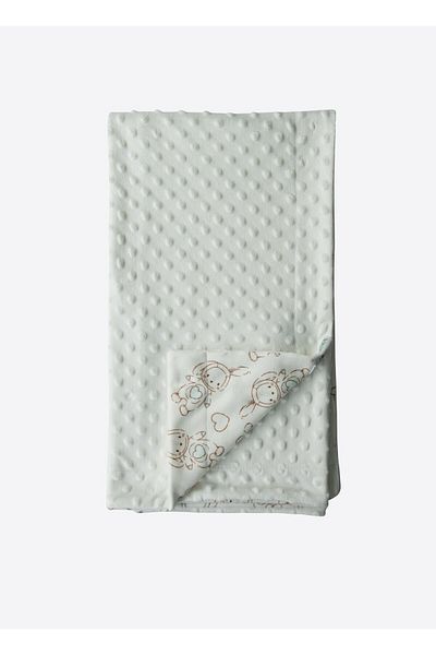kitikate Tawky Fleece Blanket - Ecru Blue
