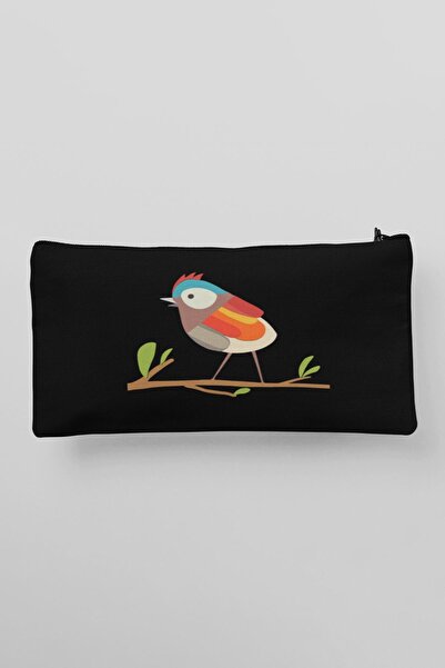 qoeuyl boutique Кольорова сумка для косметики з принтом пташок - пенал і гама...