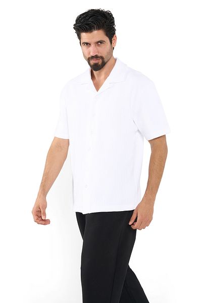 Nautica Men's White Short Sleeve Button-Up Shirt – Cotton Classic Breathable Wear All-Day Fit