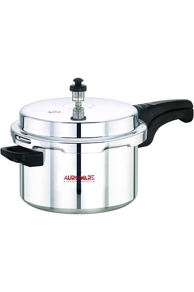 Auroware 5 Ltr Pressure Cooker Heavy Duty Aluminium with lid Strong Handle Dishwasher safe