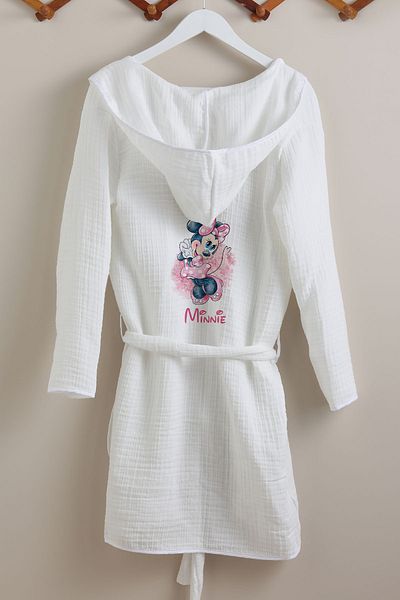 Tuğba Kuğu 4 Layer Muslin Bathrobe - Cartoon Series - Mini Mouse with Cute Pink Robe