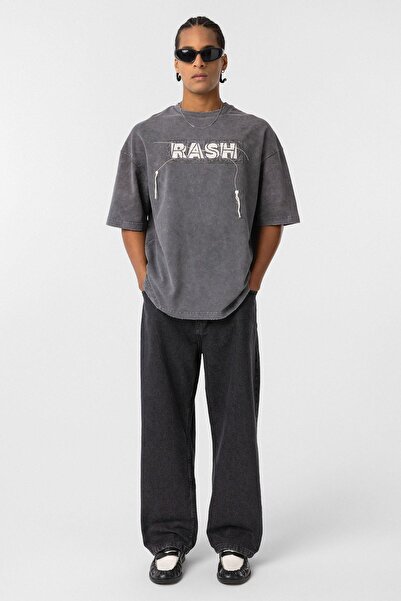 VAMOSCLO oversized με τύπωμα Μπλουζάκι καπνιστό που πλένεται