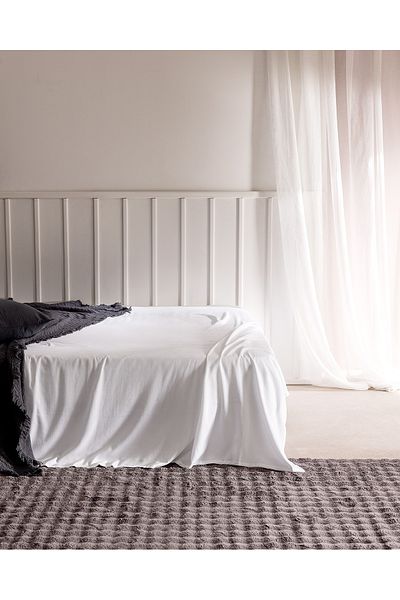 Madame Coco Ciel Double 100% Cotton Elasticless Satin Bed Sheet - White