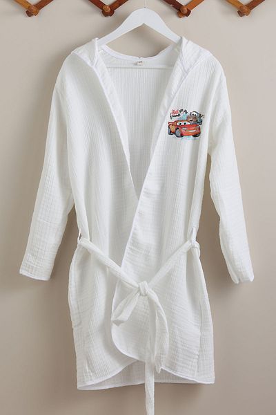 Tuğba Kuğu 4 Layer Muslin Bathrobe - Cartoon Series - Racer Lightning and Tow Mater
