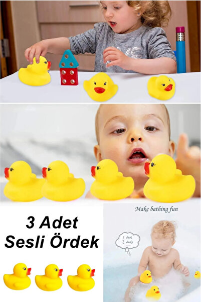 AYGÖREN HOME 3 Adet Mini Ördek Vinil Set Sesli Bebek Çocuk Banyo Ve Havuz Oyuncak