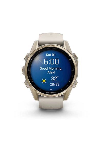 Garmin FENIX 8 - 43 MM, AMOLED, SAPPHIRE SOFT GOLD WITH FOG GRAY/DARK SANDSTONE SILICONE BAND