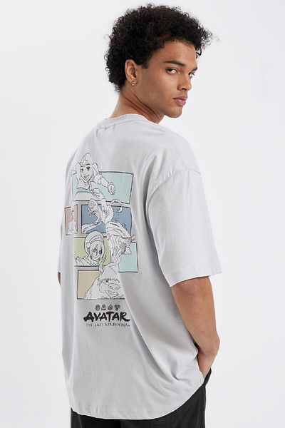 DeFacto Graues Oversize-T-Shirt mit Rundhalsausschnitt und Rückenaufdruck C652