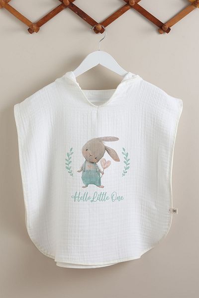 Tuğba Kuğu 5 Layer Muslin Poncho - for Baby Series - Rabbit with Salopette