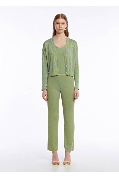 Knitss V-Neck Green Knitwear Cardigan