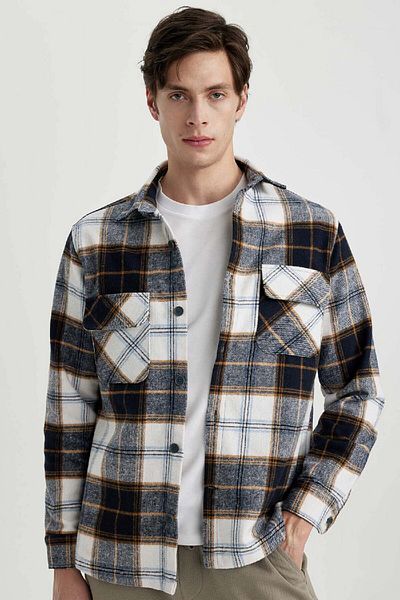 DeFacto Regular Fit Polo Collar Lumberjack Long Sleeve Shirt Y9054az24sp