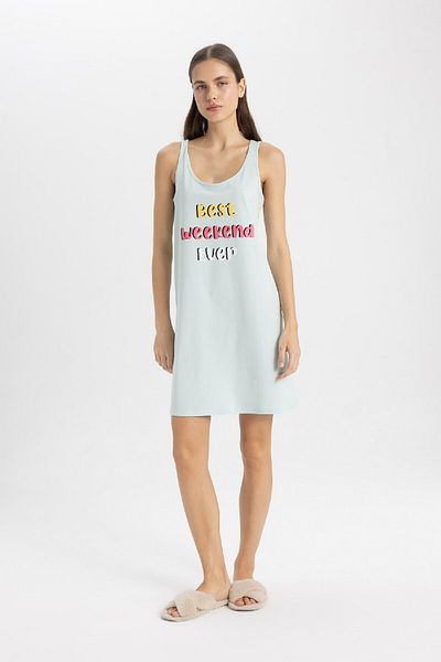 DeFacto فستان نوم بحزام مطبوع - Fall In Love B8733ax24sm