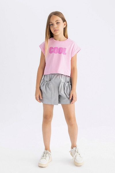 DeFacto Girl's Short Sleeve Printed T-Shirt - Crew Neck C6040A824SM