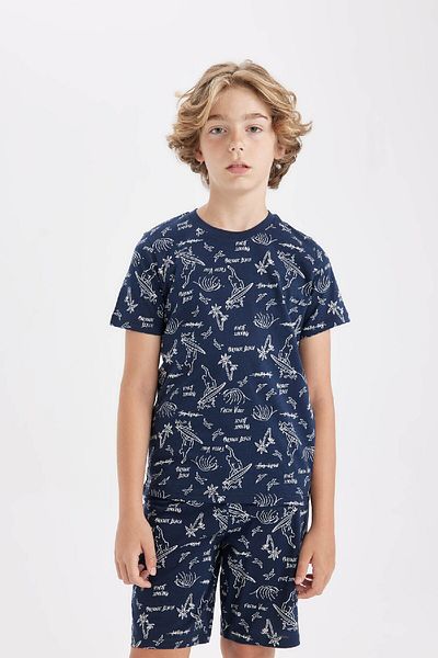 DeFacto Boy's Pajamas Set Print Short Sleeve Top Shorts C5502A824Sm