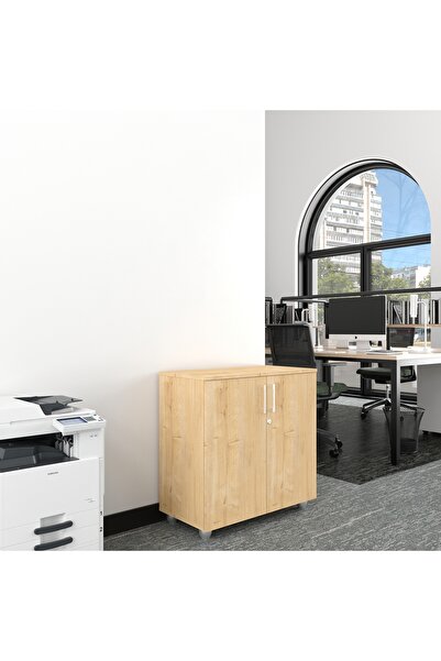 Furni24 Dosya Dolabı, Kitaplık, Kilitlenebilir Dolap, Ahşap Dolap, Meşe Rengi...