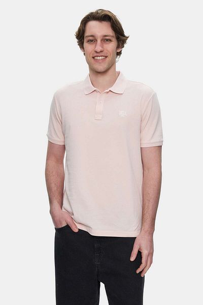 UCLA Lakes Light Pink Polo Neck Embroidered Standard Fit Men's Tshirt