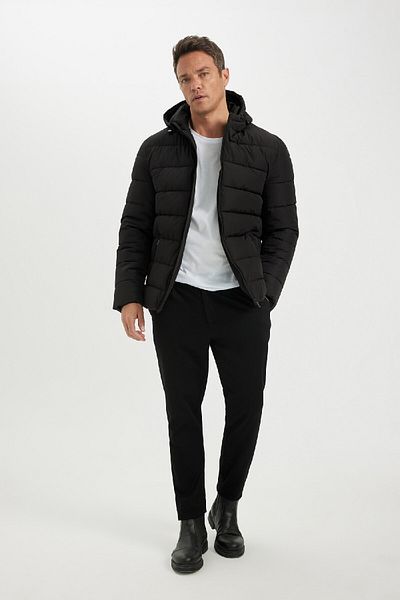 DeFacto Υδατοαπωθητικό πουπουλένιο παλτό Slim Fit Slim Fit με κουκούλα και τσέπη με φερμουάρ 25k 801004878