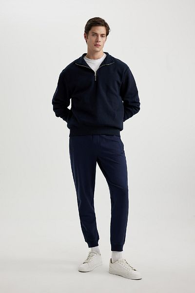 DeFacto Φούτερ Slim Fit Slim Fit Basic ίσια μέση με κορδόνι ελαστικό πόδι με τσέπη με φερμουάρ A6499ax24sp