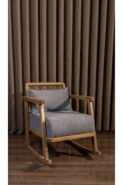 Aberteka Dante Ahşap Venge Sallanır Berjer Teddy Gri