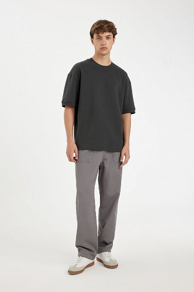 DeFacto Βαμβακερό βαρύ ύφασμα με λαιμόκοψη - Basic T-shirt με κοντό μανίκι B4844ax24au