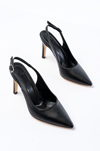 Aymood ST-1153 Чорні жіночі туфлі на підборах 9 см з відкритою п'ятою