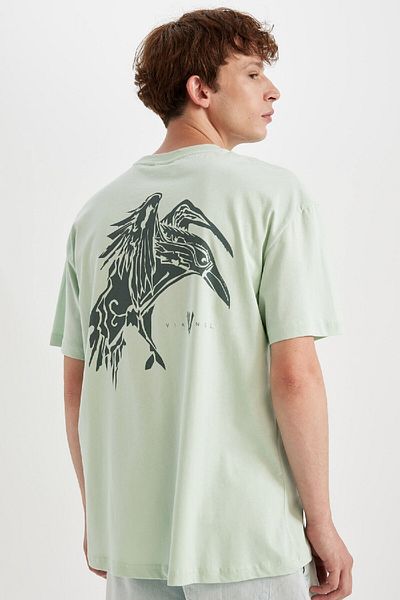 DeFacto Vikings Back Printed Boxy Fit Kurzarm-T-Shirt mit Rundhalsausschnitt C5869ax24hs